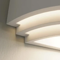 APPLIQUE IN GESSO ULTRA MODERNO MEZZA LUNA UP & DOWN LAMPADA ATTACCO R7S GS-E71