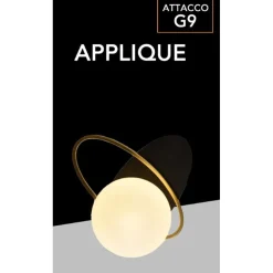 APPLIQUE LAMPADA DA INTERNO A PARETE IN STILE CONTEMPORANEO CON ATTACCO G9 NERO ORO AQ58