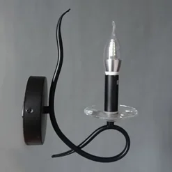 APPLIQUE LAMPADA DA PARETE A CANDELA E14 A SPIRALE SINGOLA NERO DESIGN ELEGANTE 00521