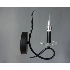 APPLIQUE LAMPADA DA PARETE A CANDELA E14 A SPIRALE SINGOLA NERO DESIGN ELEGANTE 00521
