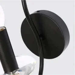 APPLIQUE LAMPADA DA PARETE A CANDELA E14 A SPIRALE SINGOLA NERO DESIGN ELEGANTE 00521