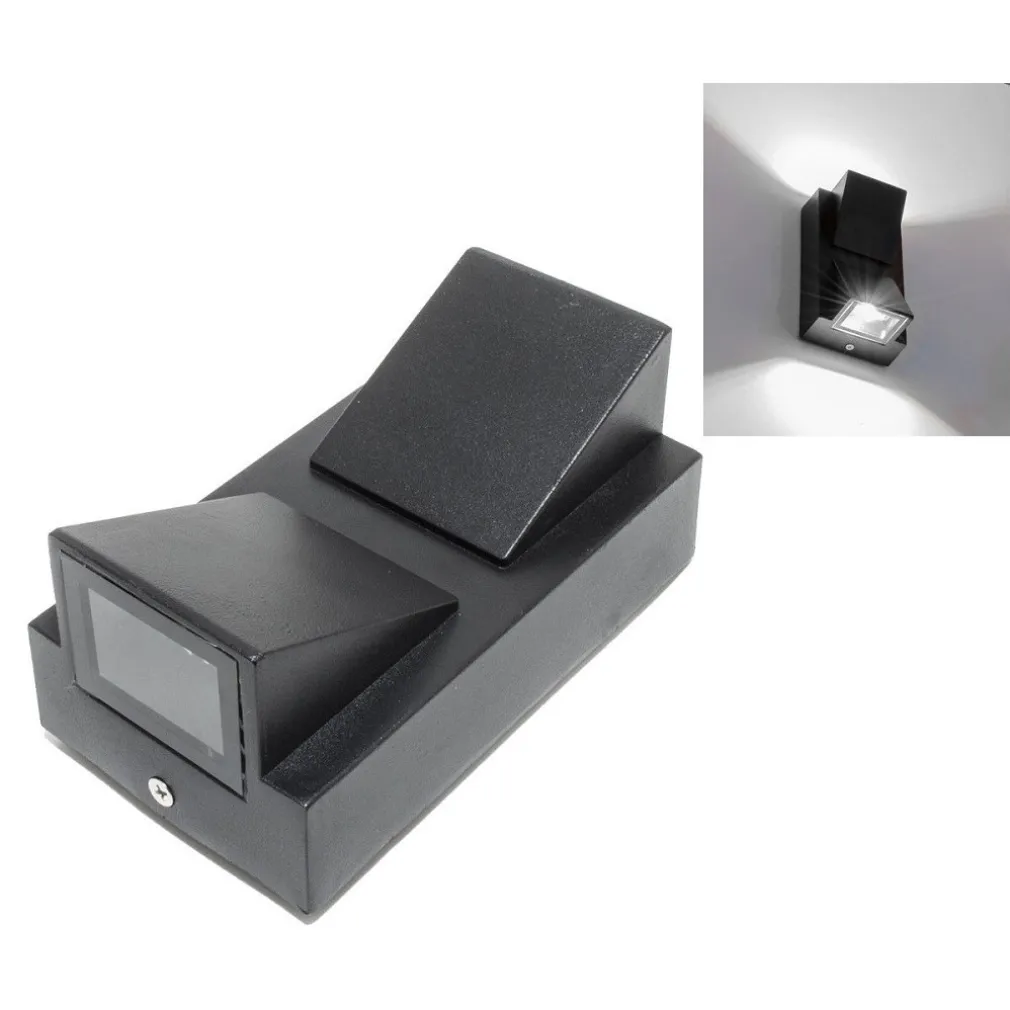 APPLIQUE LAMPADA FARETTO PER USO ESTERNO A LED LUCE 6500K 10W NERO LUCE A 2 VIE