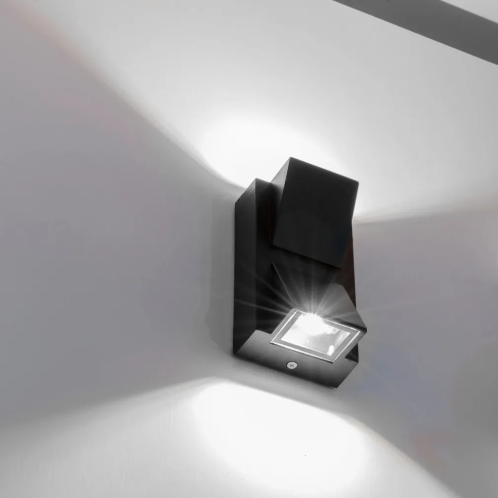 APPLIQUE LAMPADA FARETTO PER USO ESTERNO A LED LUCE 6500K 10W NERO LUCE A 2 VIE