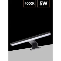 APPLIQUE LAMPADA LED DA SPECCHIO 5W 400LM LUCE NATURALE 4000K IP44 300MM NERA 300PB-NN