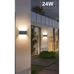 APPLIQUE LAMPADA LED 24W DA ESTERNO A PARETE DOPPIO FASCIO LUMINOSO REGOLABILE IP65 ES30