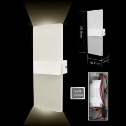 APPLIQUE LAMPADA PARETE LED 8WATT DOPPIA EMISSIONE LUCE 3000K 4000K 6500K E37