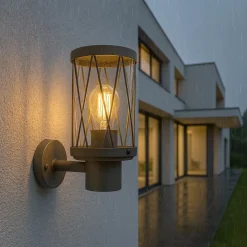 APPLIQUE LANTERNA MODERNA PER ESTERNO IN ALLUMINIO ROSSO RUGGINE ATTACCO E27 IP54 ESM-02C