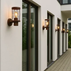 APPLIQUE LANTERNA MODERNA PER ESTERNO IN ALLUMINIO ROSSO RUGGINE ATTACCO E27 IP54 ESM-02C