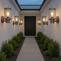 APPLIQUE LANTERNA MODERNA PER ESTERNO IN ALLUMINIO ROSSO RUGGINE ATTACCO E27 IP54 ESM-02C