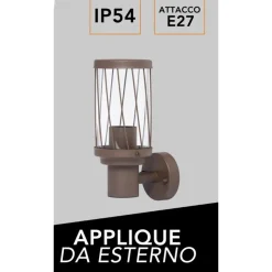 APPLIQUE LANTERNA MODERNA PER ESTERNO IN ALLUMINIO ROSSO RUGGINE ATTACCO E27 IP54 ESM-02C