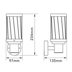 APPLIQUE LANTERNA MODERNA PER ESTERNO IN ALLUMINIO ROSSO RUGGINE ATTACCO E27 IP54 ESM-02C