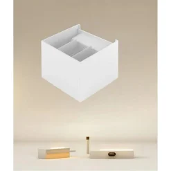 APPLIQUE LED A CUBO 12 WATT LAMPADA QUADRATA BIANCO DA PARETE INTERNO IP20 00748