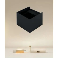 APPLIQUE LED A CUBO 12 WATT LAMPADA QUADRATA NERO DA PARETE INTERNO IP20 00755