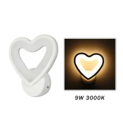 APPLIQUE LED A CUORE 6W LAMPADA A PARETE LUMETTO LUCE FREDDA CALDA NATURALE E28