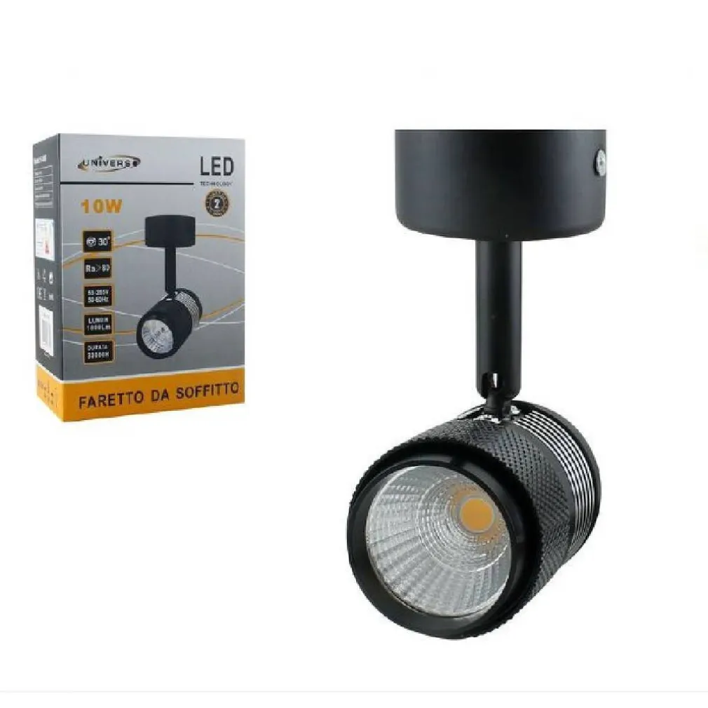 APPLIQUE LED COB 10W LAMPADA SOFFITTO PARETE FARETTO STAFFA ORIENTABILE F10W-1H