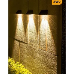 APPLIQUE LED CON PANNELLO SOLARE A PARETE 3 W IP65 LUCE 3000K 6500K NERO YH0615