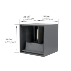 APPLIQUE LED CUBO GRIGIO LAMPADA DA PARETE 5W 750LMN LUCE REGOLABILE UPDOWN IP65