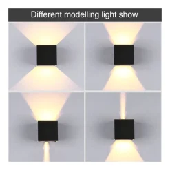 APPLIQUE LED CUBO NERO LAMPADA DA PARETE 5W 750LMN LUCE REGOLABILE UPDOWN IP65