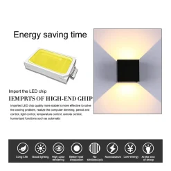 APPLIQUE LED CUBO NERO LAMPADA DA PARETE 5W 750LMN LUCE REGOLABILE UPDOWN IP65