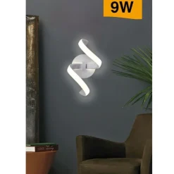 APPLIQUE LED DA MURO 9 WATT CURVA SPIRALE LUCE NATURALE FREDDA CALDA E58 BIANCA
