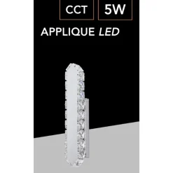 APPLIQUE LED LAMPADA DA PARETE 5W IN ACCIAIO VETRO INTERRUTTORE CCT SWITCH MODERNO AQ21-3C