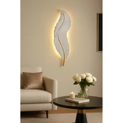 APPLIQUE LED LAMPADA MURO 12W CCT 3 TONALITÀ LUCE DESIGN PIUMA BIANCA ORO RESINA AQ24-B3C