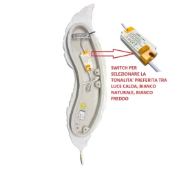 APPLIQUE LED LAMPADA MURO 12W CCT 3 TONALITÀ LUCE DESIGN PIUMA BIANCA ORO RESINA AQ24-B3C