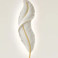 APPLIQUE LED LAMPADA MURO 12W CCT 3 TONALITÀ LUCE DESIGN PIUMA BIANCA ORO RESINA AQ24-B3C