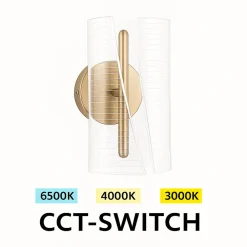APPLIQUE LED MODERNO DA PARETE 6W IN METALLO DORATO ACRILICO TECNOLOGIA CCT SWITCH AQ32-3C
