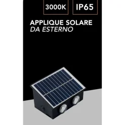 APPLIQUE LED SOLARE ESTERNO GIARDINO A PARETE CON SENSORE LUCE CALDA 3000K IP65 EWG-04T-C