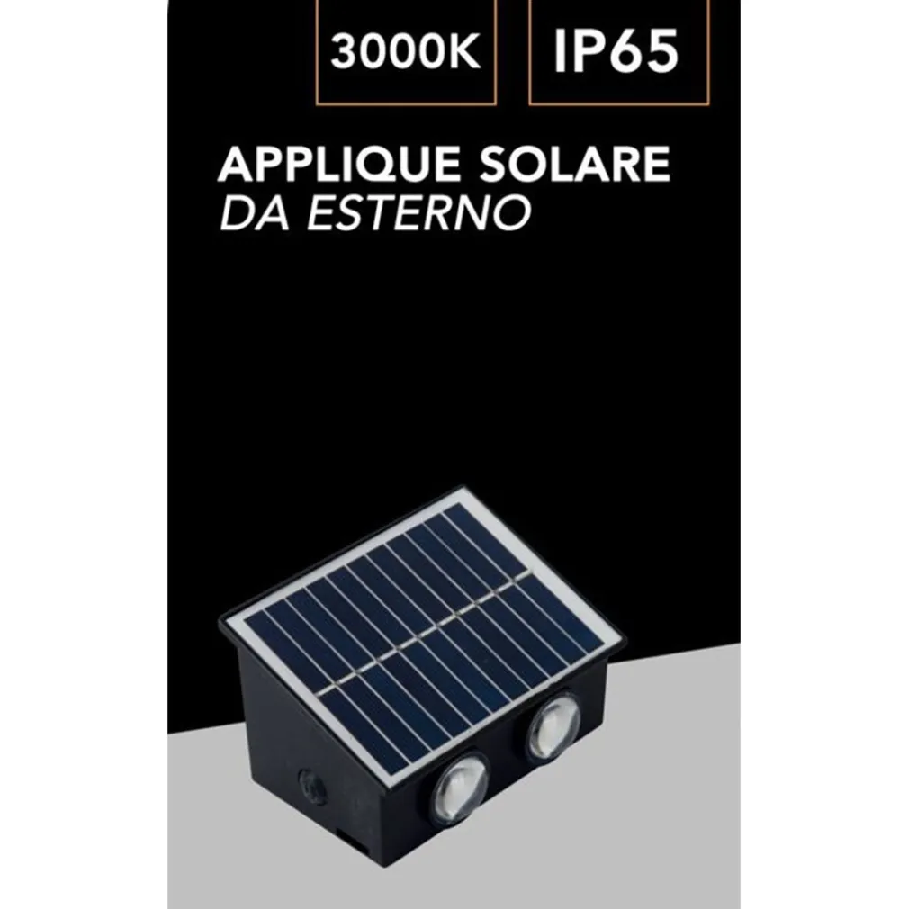 APPLIQUE LED SOLARE ESTERNO GIARDINO A PARETE CON SENSORE LUCE CALDA 3000K IP65 EWG-04T-C