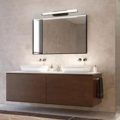 APPLIQUE MODERNO NERO LAMPADA PARETE LED 9W 4000K LUCE SPECCHIO BAGNO VETRO SATINATO