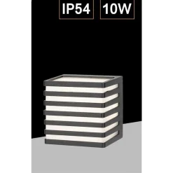 APPLIQUE MURO ESTERNO LED 10W LAMPADA DECORATIVA A STRISCE CUBO NERO IP54 B110-N