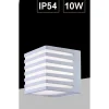 APPLIQUE MURO ESTERNO LED 10W LAMPADA DECORATIVA STRISCE CUBO BIANCO IP54 B110-B