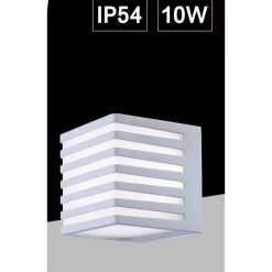 APPLIQUE MURO ESTERNO LED 10W LAMPADA DECORATIVA STRISCE CUBO BIANCO IP54 B110-B