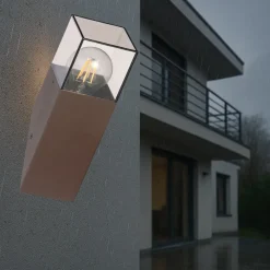 APPLIQUE MURO OBLIQUE PER ESTERNO E27 IN ALLUMINIO RUGGINE BALCONE TERRAZZO IP44 B250-C