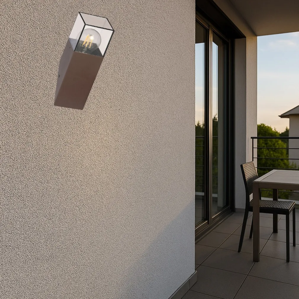 APPLIQUE MURO OBLIQUE PER ESTERNO E27 IN ALLUMINIO RUGGINE BALCONE TERRAZZO IP44 B250-C