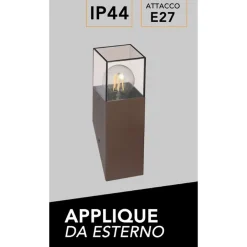 APPLIQUE MURO OBLIQUE PER ESTERNO E27 IN ALLUMINIO RUGGINE BALCONE TERRAZZO IP44 B250-C