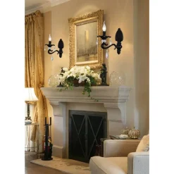 APPLIQUE PARETE A CANDELABRO STILE VINTAGE ATTACCO E14 LAMPADA MURO RETRO E43-1N