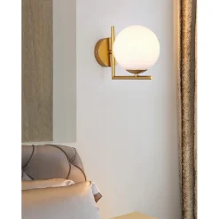 APPLIQUE PARETE ATTACCO G9 SFERA VETRO METALLO ORO LAMPADA MODERNO MINIMAL 32842