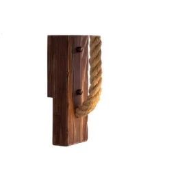 APPLIQUE PARETE E70 VINTAGE IN LEGNO CORDA CANAPA MURO COUNTRY PORTALAMPADA E27