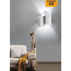 APPLIQUE PARETE IN GESSO 2 RETTANGOLI INCASTONATI BIANCO IP20 GS-E39 VERNICIABILE