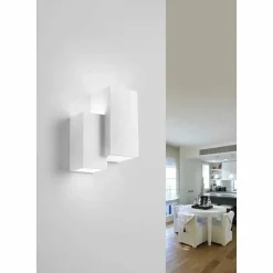 APPLIQUE PARETE IN GESSO 2 RETTANGOLI INCASTONATI BIANCO IP20 GS-E39 VERNICIABILE