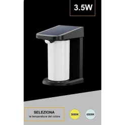 APPLIQUE PARETE LED LUCE 3000K 6500K PANNELLO SOLARE SENSORE MOVIMENTO YH0619-PIR