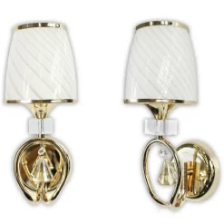 APPLIQUE PARETE LUMETTO MURO ATTACCO E27 ORO ARGENTO ABAT JOUR LUME IN VETRO E18