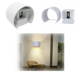 APPLIQUE PARETE MURO 28 LED 12 WATT IP55 LUCE FREDDA CALDA UP & DOWN ES44 BIANCO