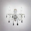 APPLIQUE PARETE MURO CLASSICA 2 BRACCI ATTACCO E14 CON CRISTALLI PENDENTI E01-2