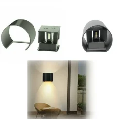 APPLIQUE PARETE MURO GRIGIO 28 LED 12 WATT IP55 LUCE FREDDA CALDA UP & DOWN ES44