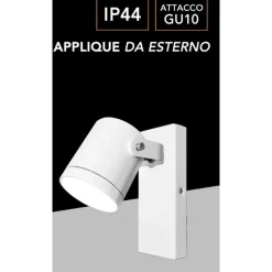 APPLIQUE PARETE ORIENTABILE PER ESTERNO ATTACCO GU10 LAMPADA DA MURO IP44 539WA-B172