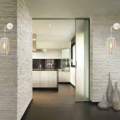 APPLIQUE PARETE PENDENTE A FORMA OVALE 3D STILE MINIMAL PORTALAMPADA ATTACCO E27 AQ53